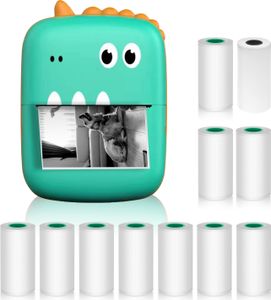 Mini drukarka termiczna, drukarka etykiet do tworzenia naklejek, natychmiastowa drukarka fotograficzna Bluetooth z 1 rolką papieru 57 mm + 10 samoprzylepnych rolek papieru, iOS Android