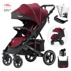 Daliya® Rapidy Buggy / Kinderwagen 0-36 Monate / Sportwagen mit Liegeposition / Wickeltasche, Winterfußsack, Ess- & Spieltisch und mehr Rot-Schwarz