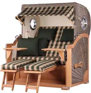 Strandkorb-Set - bene living - Königssee Teak Bullauge - PE grau - Modell 506 - inkl. Liftersystem
