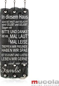 Mucola Wandgarderobe 100cm Garderobe mit 6 Kleiderhaken Shabby Chic Holz Garderobenpaneel - Spruch In diesem Haus wird getanzt