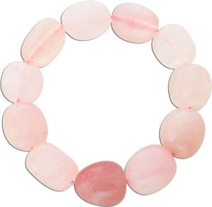 Rosenquarz Edelsteinarmband rosa Edelstein Nuggets flexibel