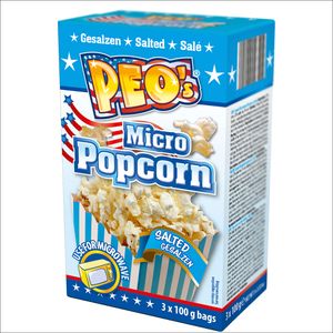 PEO's Mikrowelle Popcorn Gesalzen 1 Schachteln mit 3 x 100g Beutel