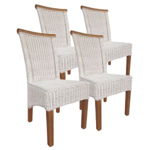 casamia Esszimmer Stühle Set Rattanstühle Perth 4 Stück weiß Esstisch Stühle Korbstühle nachhaltig Kissen: ohne Sitzkissen