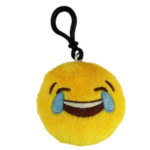 Emoji Schlüsselanhänger LACHENDES GESICHT MIT FREUDENTRÄNEN Smiley aus Plüsch hochwertiger Emoticon Anhänger mit Schlaufe und Karabiner-Haken