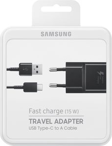 Samsung - EP-TA20EBE - USB Ladegerät + USB Typ C Ladekabel - Schwarz