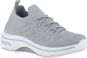 VAN HILL Damen Laufschuhe Sportschuhe Schnürer Sportliche Strick Schuhe 841618, Farbe: Grau, Größe: 39 VAN HILL Damen Laufschuhe Sportschuhe Schnürer Sportliche Strick Schuhe 841618, Farbe: Grau, Größe: 39
