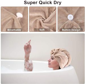 Haarturban Handtuch, 2 Stück Turban Haartrockentuch Haarturban mit Knopf, Kopftuch Handtuch für Lange Haar, Schnelltrocknend Mikrofaser Handtuch Haarhandtücher