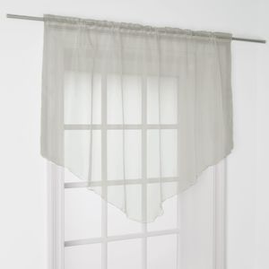 Scheibengardine ( Grau ) mit Stangendurchzug 140x100 cm - Bistrogardine Transparent, Panneaux Voile, Zipfelgardine - Kurzstore mit Tunnelzug