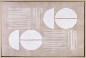 BELIANI Leinwandbild Beige Stoff Canvas MDF-Platte 93x63 cm Rechteckig mit Schattenfugenrahmen Abstraktes Motiv Modern Wohnzimmer Schlafzimmer