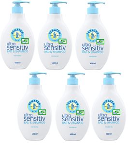 Penaten Ultra Sensitiv Bad & Shampoo Mildes Waschgel Haut und Haar 6x 400 ml