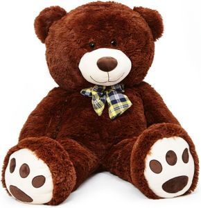 Lumaland Riesen XXL-Teddybär mit Kulleraugen und Schleife - 120 cm - Dunkelbraun