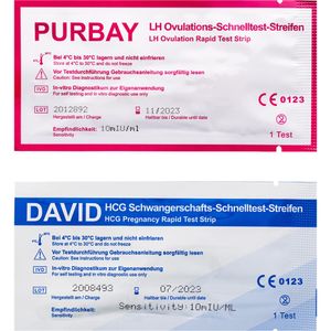Purbay 20 Ovulationstest 10 miu/ml + 5 Schwangerschaftstest Streifen