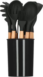 SPRINGOS Sada kuchyňských pomůcek 12 ks. Příslušenství pro vaření a pečení Základní vybavení kuchyně Pomocník při vaření Bambusový silikon (černý)
