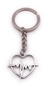 Onwomania Schlüsselanhänger Herz Liebe hohl mit Herzschlag Liebessymbol silber Anhänger Keychain