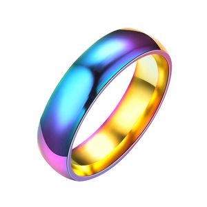 Mode Regenbogen Kuppel Edelstahl Fingerring Paar Hochzeit Schmuck Geschenk-US 9