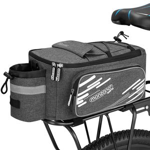 MONZANA® Fahrradtasche 12L für Gepäckträger Wasserfest Reflektierend Tragegurt Abnehmbar Isoliert Kühltasche 5 Fächer Schwarz Grau Gepäck Tasche, Farbe:30x16x15cm grau