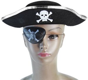 Kinder Piraten Hut mit Totenkopf Schwarz / Silber