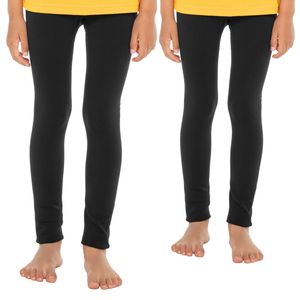 Celodoro Kinder Thermo Leggings (2 Stück) - warme Unterhose lang mit Innenfleece - Schwarz 146-152