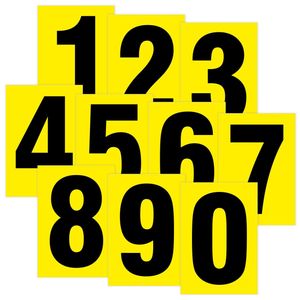 Zahl 0-9 Set schwarz auf gelb 80 mm Aufkleber Klebezahl