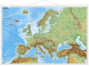 Europa physisch im Miniformat. Wandkarte mit Metallleiste