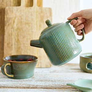Teekanne Teekrug Wasserkessel MIRANDE grüner Krug 0,95 l HOMLA
