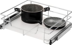 bremermann Teleskopschublade 60 cm mit Einlegeboden, Küchenschublade zum Nachrüsten, Schrankauszug aus Metall, chrom