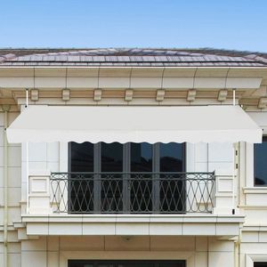 250 x 180 cm Klemmmarkise mit Handkurbel, Balkonmarkise ohne Bohren, Höhenverstellbare Markise, Sonnenschutz Markise für Terrasse Balkon Veranda (Beige)
