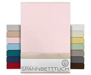 BEAUTEX Spannbetttuch Standard - 200x200x30 cm Rosa, Bettlaken aus gekämmter Baumwolle, Premium Jersey 160g/m²