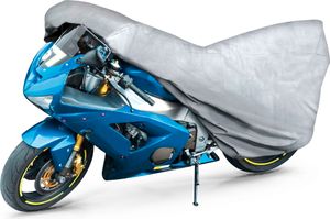 Motorrad Abdeckplane All Weather M, 100% wasserdichte Outdoor Motorrad Plane, Motorrad Plane Ganz-Jahres-Schutz, Abdeckplane Motorrad, Motorrad Zubehör Plane silber 215x95x120 cm