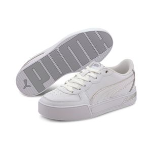 PUMA Skye Metallic Damen Sneaker Low Top Plateausneaker, Größe:UK 7 - EUR 40.5 - 26 cm, Farbe:Weiß (Puma White)