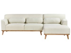 BELIANI Ecksofa Cremeweiß Stoffbezug L-förmig 3-Sitzer Sofa mit Chaiselongue Linksseitig Wohnzimmermöbel Modern Wohnzimmer Ausstattung Wohnecke