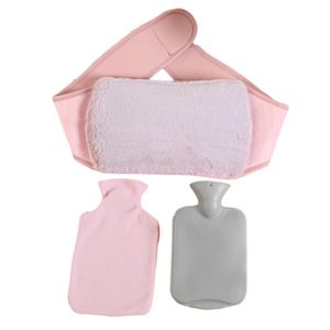 3-teiliges Set Wärmflasche mit Weichem Taillenbezug, Wärmflaschengürtel, Wärmbeutelbezug, Winterwarme Wärmflasche, Rosa