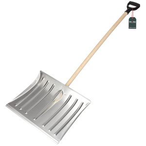 KOTARBAU® Schneeschaufel Schneeschieber 50cm mit Holzstiel Verstärkt Aluminium Schild mit Ergonomischem Griff 139 cm