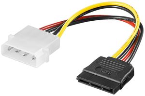Goobay 50674 PC Stromkabel/Stromadapter, 5.25 Stecker zu SATA, 0.13 m - 4-pol. 5,25-Powerstecker > 15-pol. S-ATA