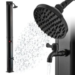 Zelsius Solardusche Melton | 60 Liter, Schwarz | Mit Wasserhahn und Fußdusche bis max. 60 °C