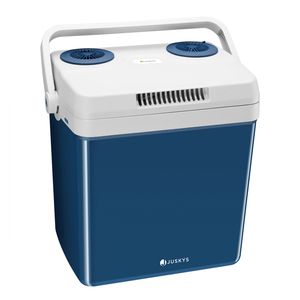 Juskys elektrische Kühlbox 32 Liter 12 V / 230 V für Auto, Lkw, Reisemobil, Camping - Mini Kühlschrank kalt & warm - thermoelektrische Box - Blau