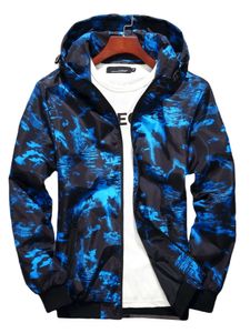 Herren Sweatjacken Zip Taschen Kapuze Mantel Wasserdichte Tarnjacke Herbst Jacke Blau,Größe S