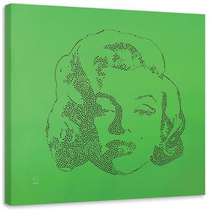 Feeby Wandbild Leinwand 30x30 Platz Pop-Art Grün Marilyn Monroe Pop Art
