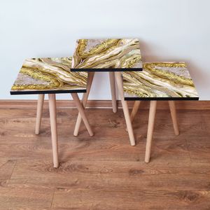 Skye Decor, 3Shp284 - Cream, Satztisch (3 Stück), Creme, 100 % MDF, 35 x 35 x 52 cm