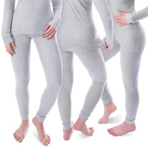 Damen Thermo Unterhosen Set | 3 lange Unterhosen | Funktionsunterhosen | Thermounterhosen 3er Pack - Grau - L