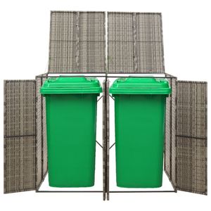 vidaXL Mülltonnenbox für 2 Tonnen Grau 140x80x117 cm Poly Rattan