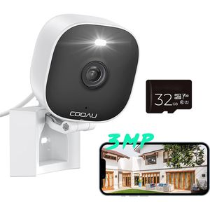 COOAU 2K chůvička s kamerou WiFi dětská chůvička Sledovací kamera uvnitř s barevným nočním viděním, 2-pásmovým zvukem, PIR senzorem mit 32 GB  SD