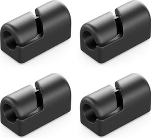 deleyCON 4 Stück Kabelhalter Selbstklebend Kabelklemmen Kabelmanagement Kabelclips Kabelführung Kabel Organizer Kabelhalterung Kabelbefestigung Haushalt Büro Schreibtisch Sockelleiste Silikon Schwarz