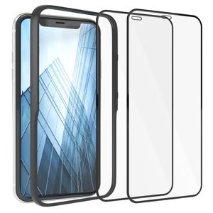 EAZY CASE 2X Displayschutzfolie aus Glas mit Rand kompatibel mit iPhone XR / 11, Displayschutz mit Installationshilfe, Schutzglas 5D, 9H, Anti-Kratzer, Selbstklebende Glasfolie