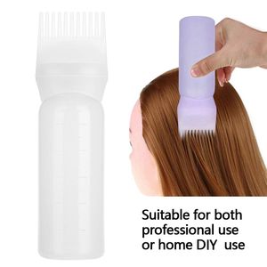 120ml Haarfärbepinsel Flasche, Shampoo Haarfarbe Öl Kamm Applikator Werkzeug Frisierutensili (Weiß)