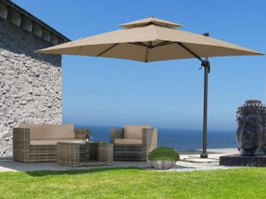 Ampelschirm Premium Mallorca 3x3m Sand UV 50 Terrassenschirm Sonnenschirm  mit Schutzhülle