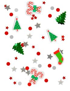 1 Pack Dekokonfetti Weihnacht Punkte Sterne Tannenbaum Socken rot grün silber ca 34 g