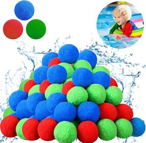 100Stk Softball Wasserbomben Set Splash Bälle Wiederverwendbare Wasserballons Ball für Kinder Spiel Wasserspaß Schwamm Ball Plüschbälle Wasser Waterbomb
