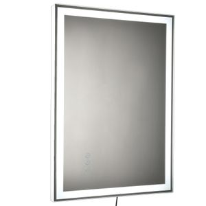 kleankin koupelnové zrcadlo LED zrcadlo se 3 barvami světla Nástěnné zrcadlo bez mlhy s funkcí proti otřesům, dotykový spínač Alu 70 x 50 x 3 cm