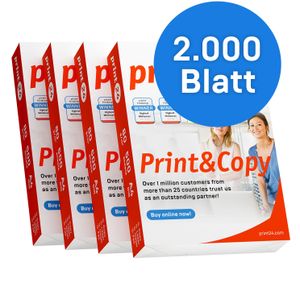 print24 Druckerpapier Kopierpapier 2000 Blatt 4 x 500 A4 80g Premium Weiß  PEFC
